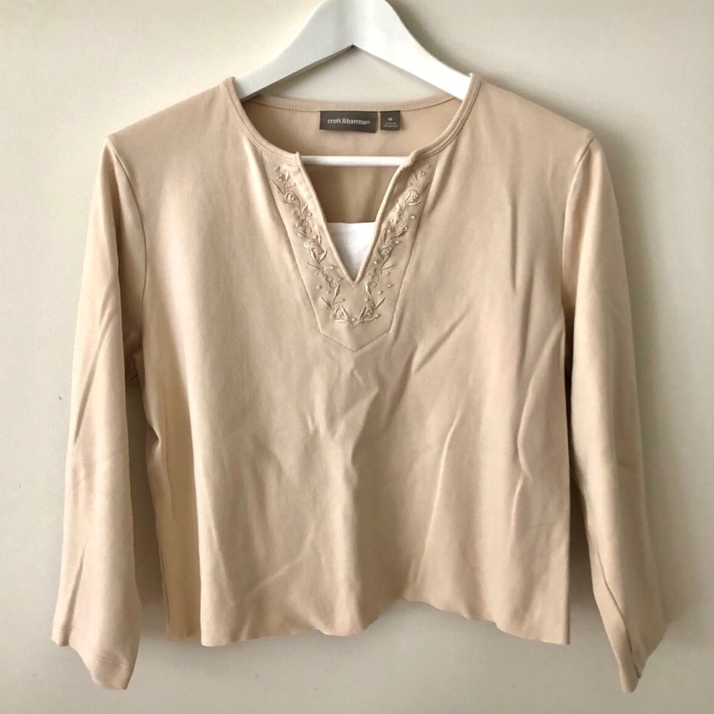 vintage y2k Croft & Barrow 3/4 Sleeve Crop Top